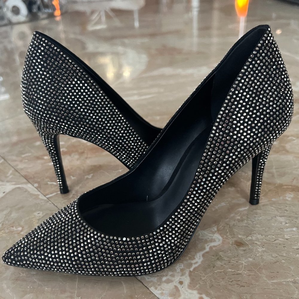 ALDO 7.5 Rhinestones Jeweled Classic Pointed Toe Stiletto Pumps Heels